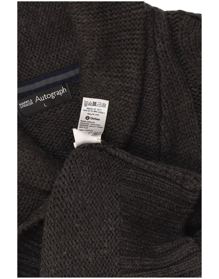 MARKS & SPENCER Suéter masculino autograph com gola xale grande cinza