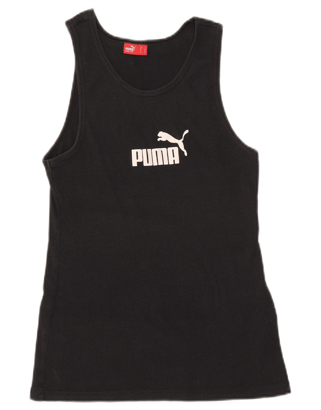 Puma Womens Graphic Vest Top UK 14 Grande Algodão Preto