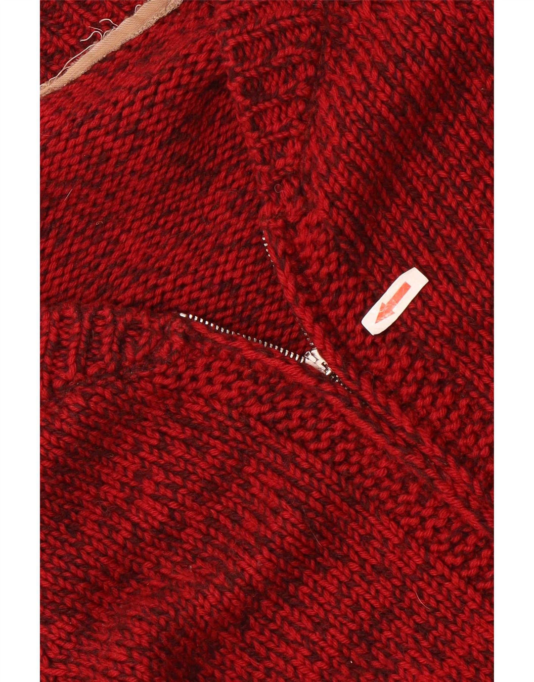Suéter cardigã masculino vintage médio vermelho manchado