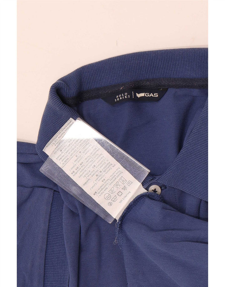 Camisa polo masculina Gas pequena azul algodão