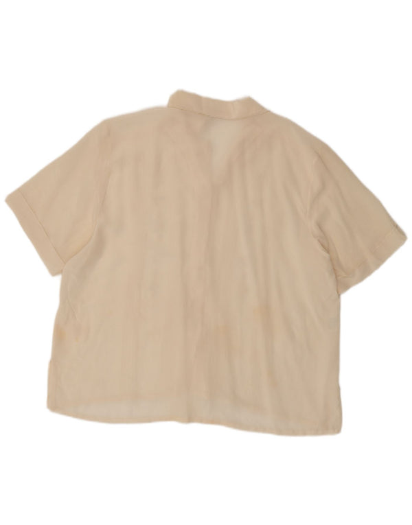 Blusa feminina vintage folgada, camisa uk 18 xl seda floral branca