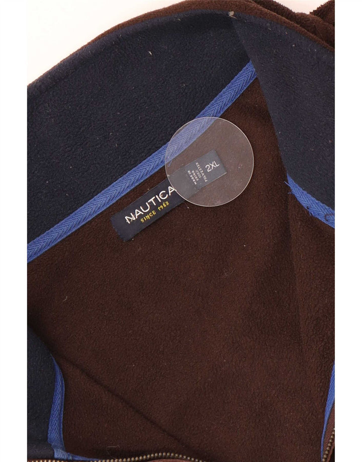 Suéter de lã masculino Nautica com zíper e gola 2XL poliéster marrom