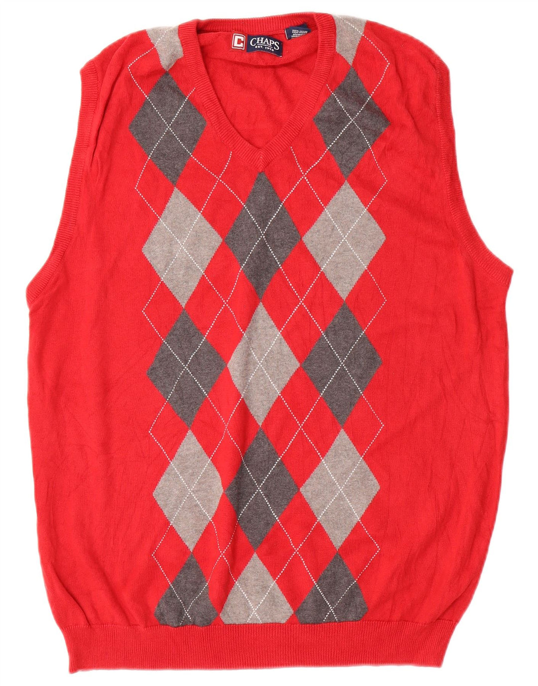 Regata masculina CHAPS com colete grande vermelho Argyle/algodão diamante
