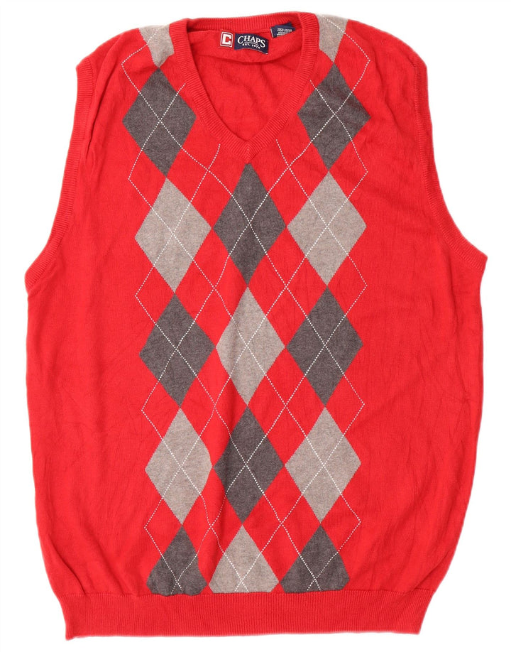 Regata masculina CHAPS com colete grande vermelho Argyle/algodão diamante