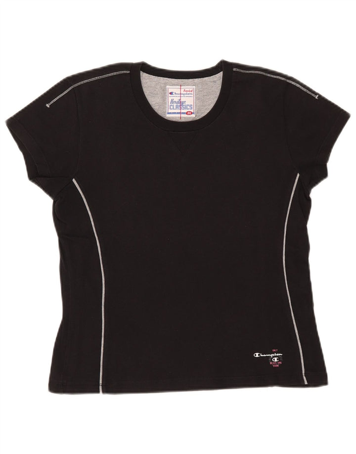 Camiseta feminina CHAMPION Heritage Classics Crop Top UK 12 Médio Preto