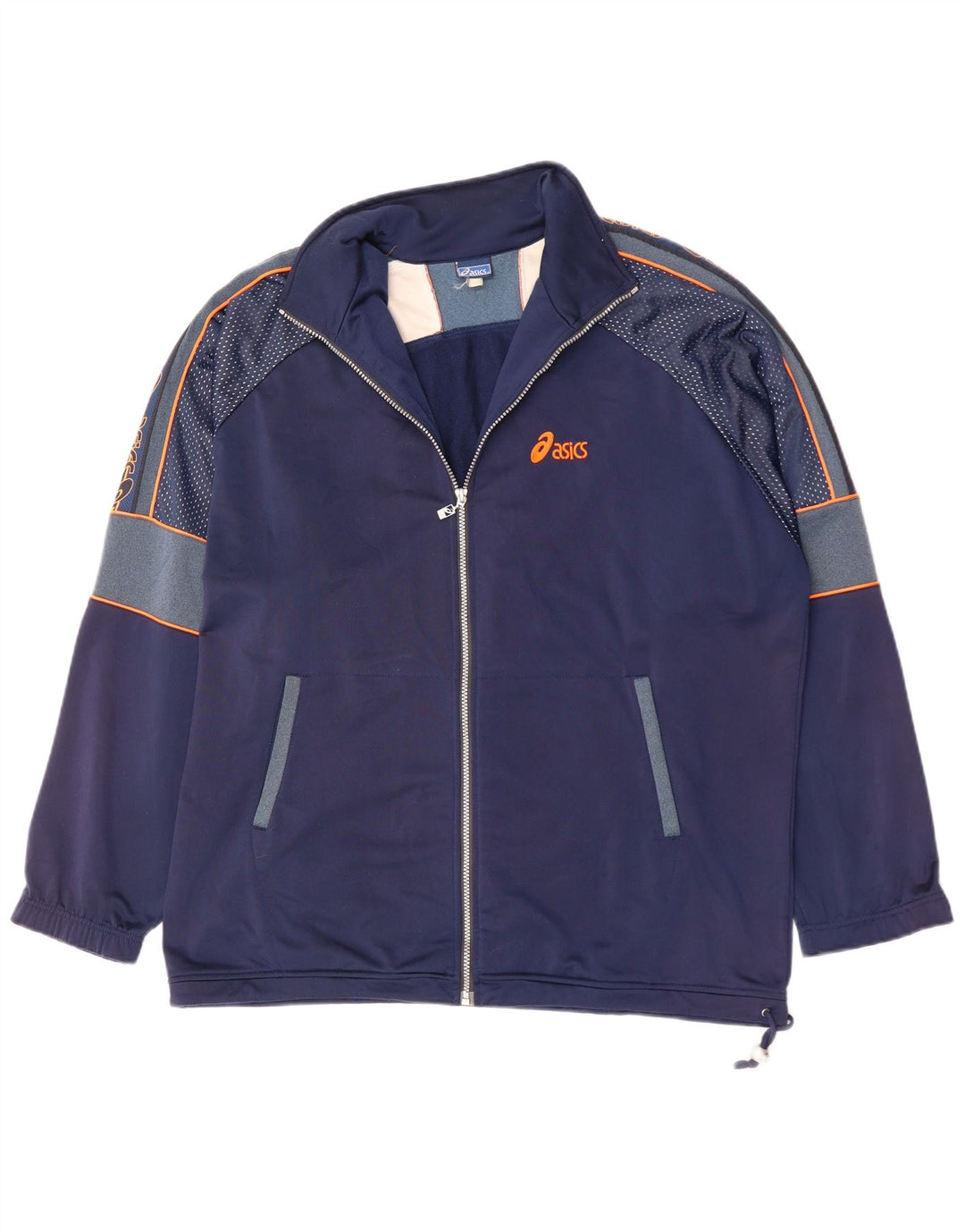 ASICS Mens Graphic Tracksuit Top Jacket 2XL Poliéster Azul Marinho