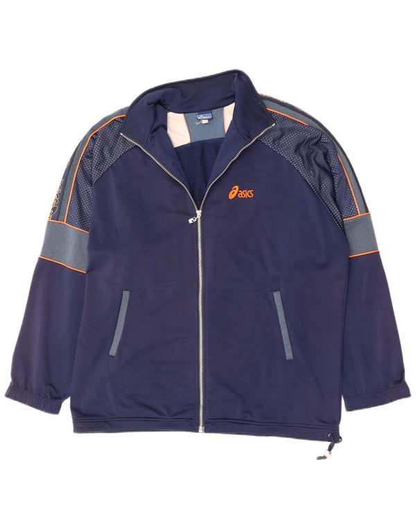 ASICS Mens Graphic Tracksuit Top Jacket 2XL Poliéster Azul Marinho