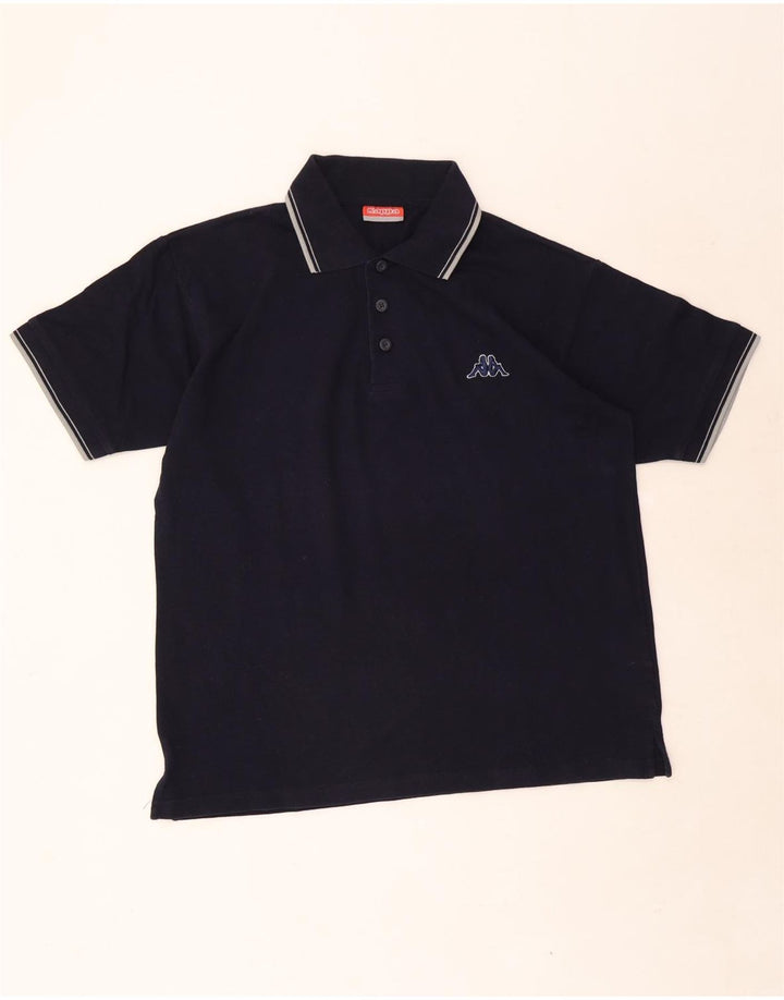 Camisa polo masculina Kappa grande algodão listrado azul marinho