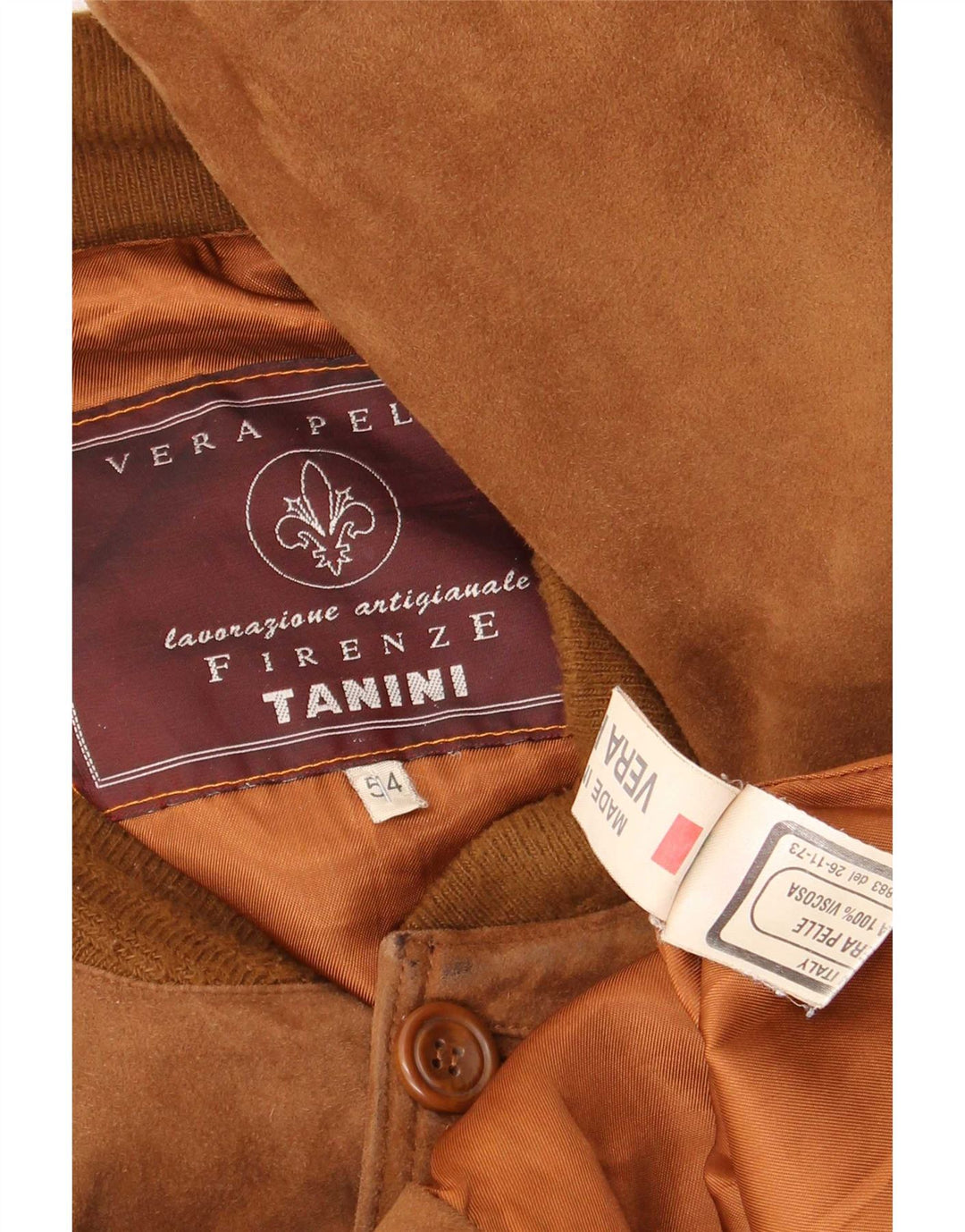 Jaqueta bomber masculina vintage de camurça IT 54 2XL couro marrom