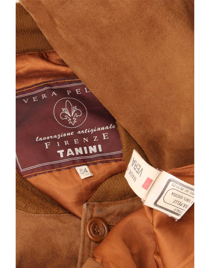 Jaqueta bomber masculina vintage de camurça IT 54 2XL couro marrom