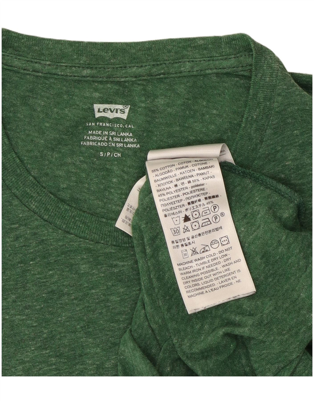 Camiseta masculina Levi's Top pequeno algodão manchado verde