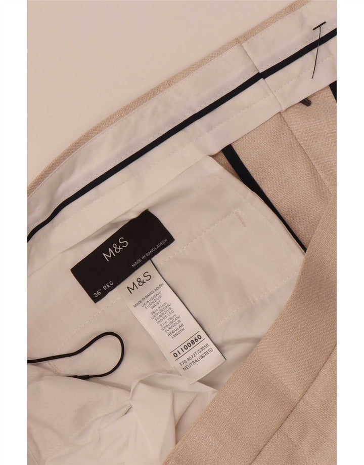 Calça Chino Cônica Masculina Marks & Spencer W36 L30 Poliéster Bege