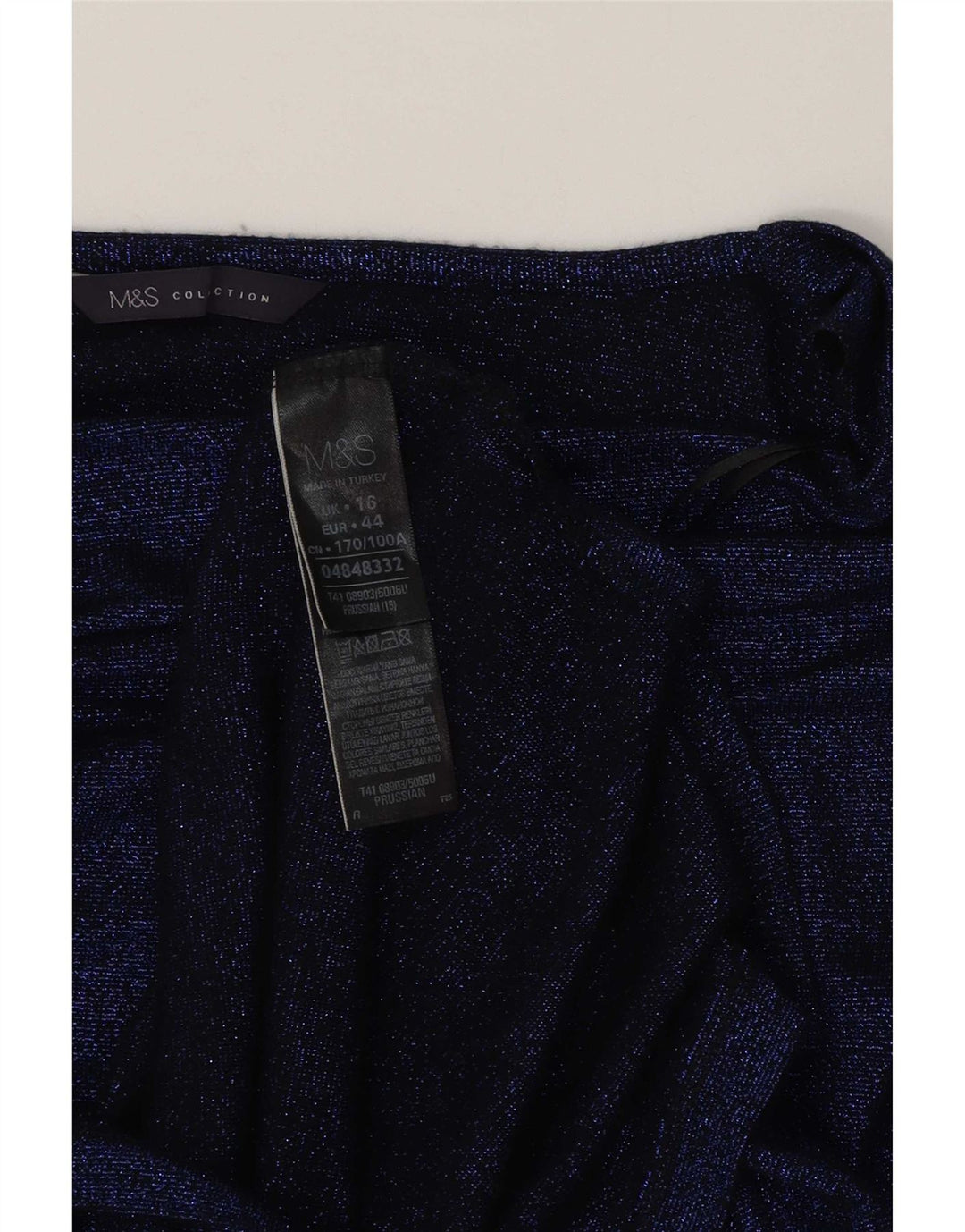 Top feminino Marks & Spencer Longline manga 3/4 Reino Unido 16 grande viscose azul