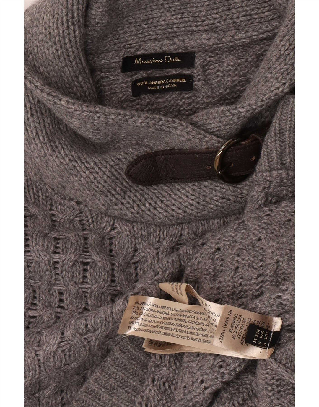 Poncho feminino Massimo Dutti com gola xale e lã cinza médio 14