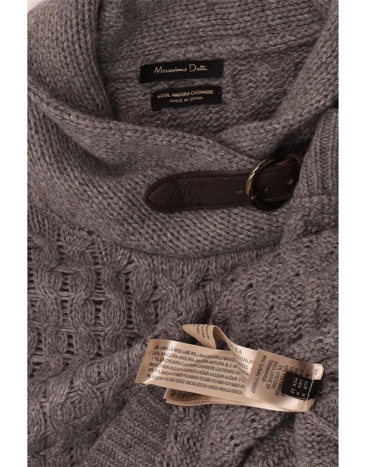 Poncho feminino Massimo Dutti com gola xale e lã cinza médio 14