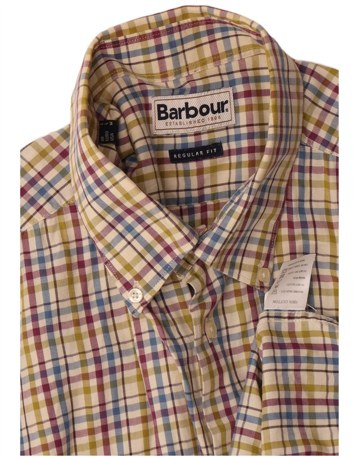 Camisa masculina de flanela de ajuste regular Barbour, grande algodão xadrez multicolorido
