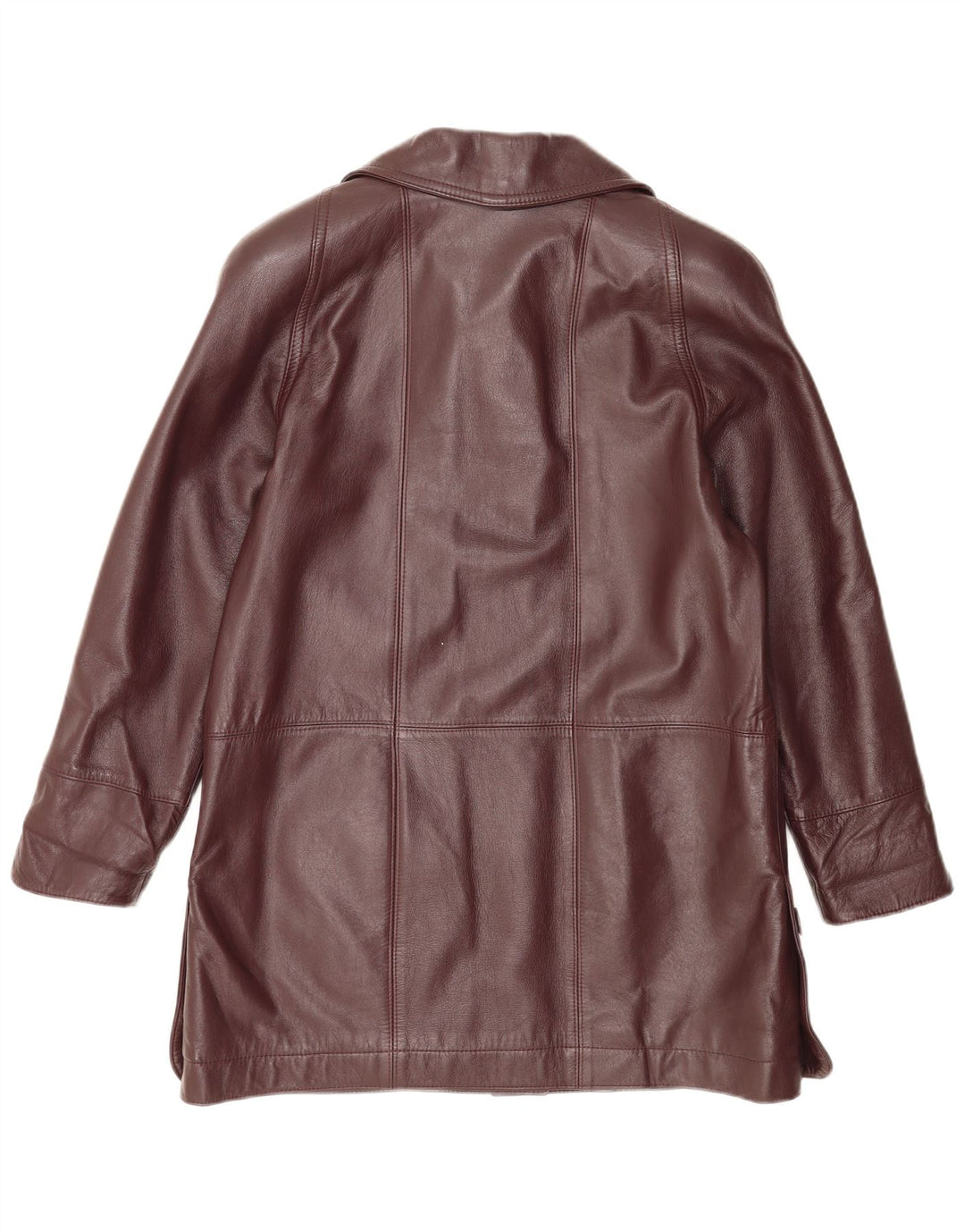 Casaco de couro feminino vintage IT 44 marrom médio