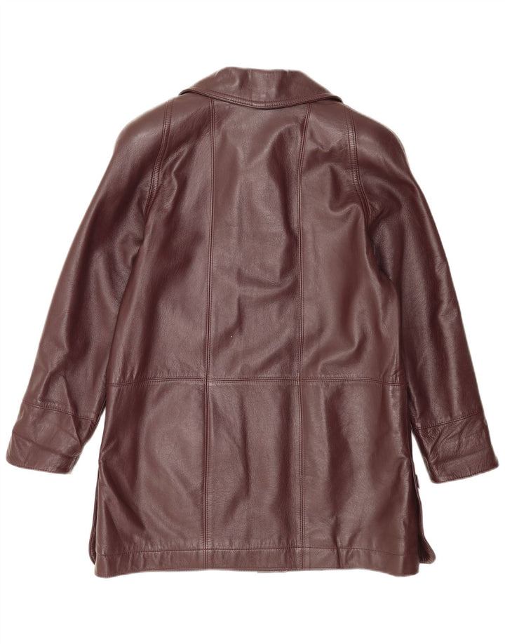 Casaco de couro feminino vintage IT 44 marrom médio