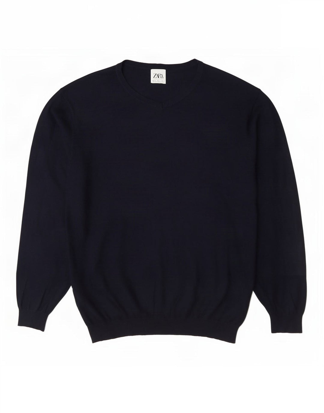 Suéter masculino Zara com decote em V grande azul marinho