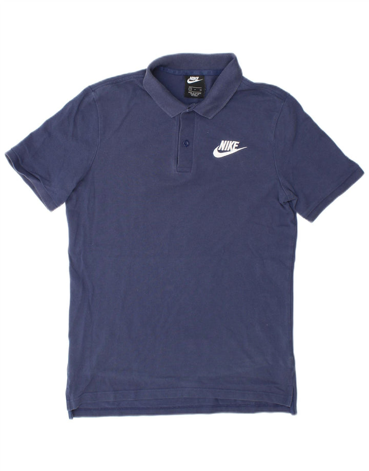 Camisa polo masculina Nike pequena algodão azul marinho