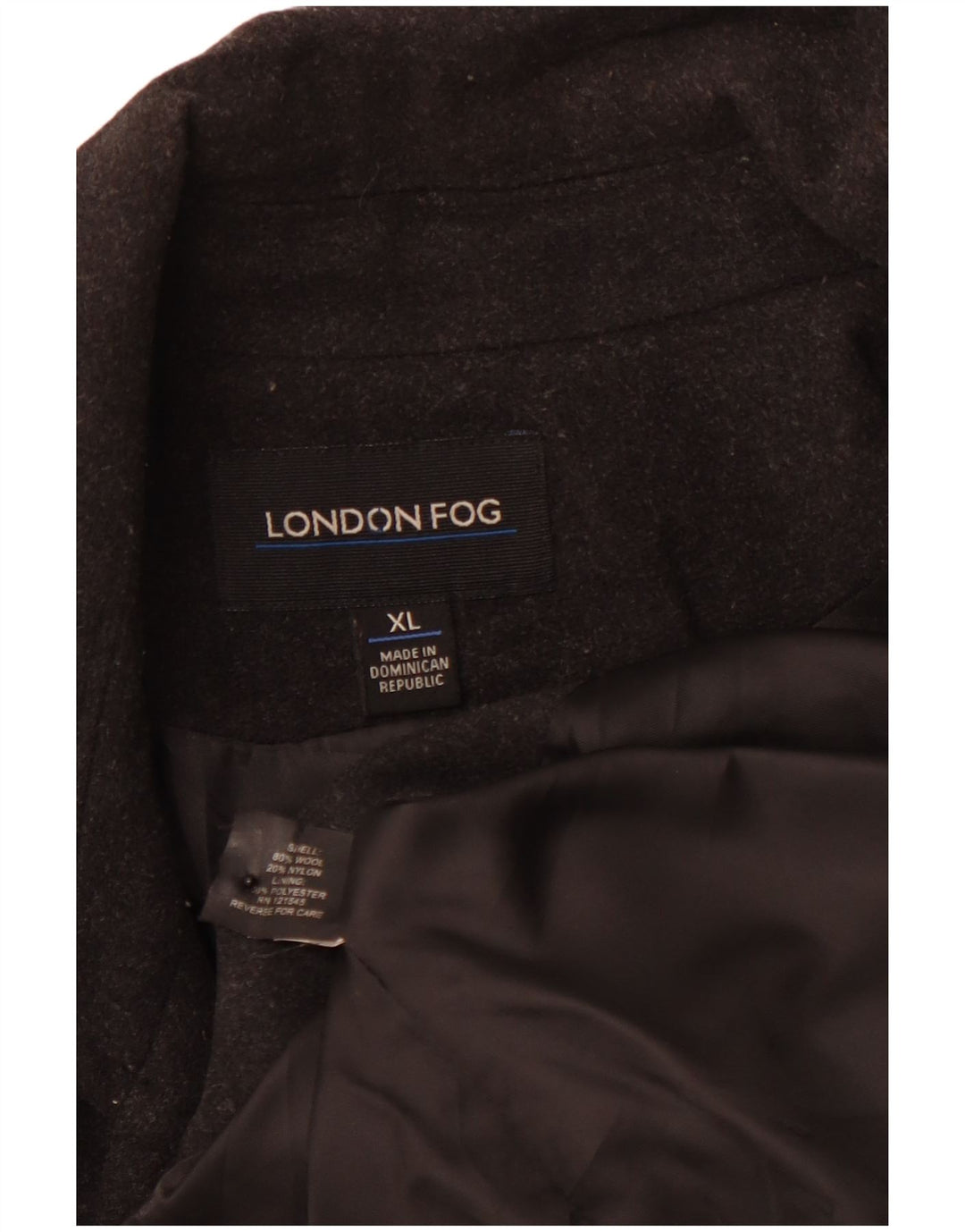 LONDON FOG Casaco feminino ervilha Reino Unido 18 XL lã preta