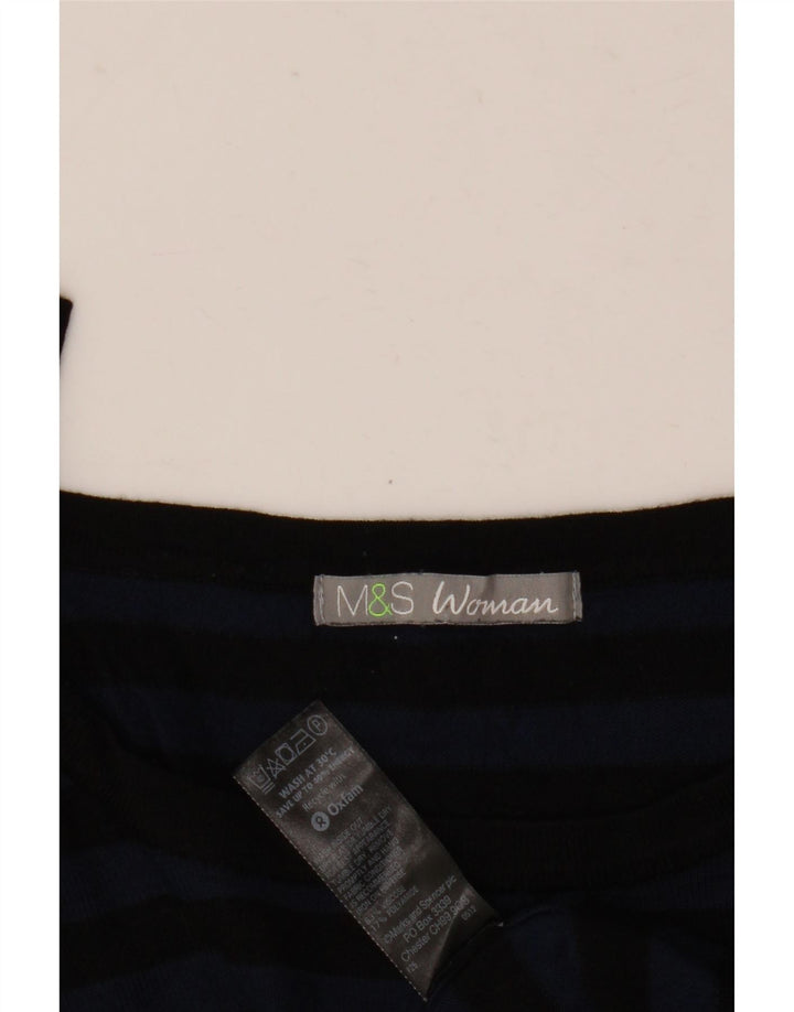Suéter feminino Marks & Spencer com gola canoa Reino Unido 14 médio azul marinho