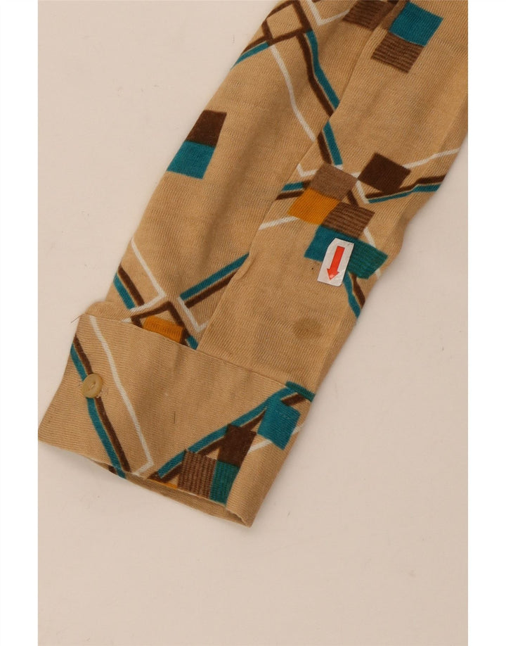 Camisa feminina VINTAGE UK 12 médio bege geométrico