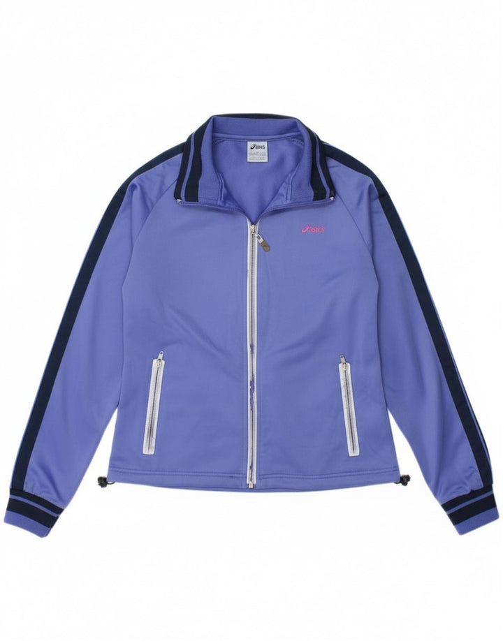 Asics Womens Tracksuit Top Jacket UK 12 Médio Roxo Poliéster
