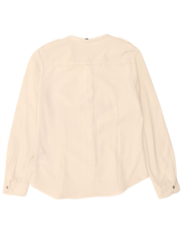 Blusa camisa feminina Calvin Klein UK 10 pequena poliéster branco