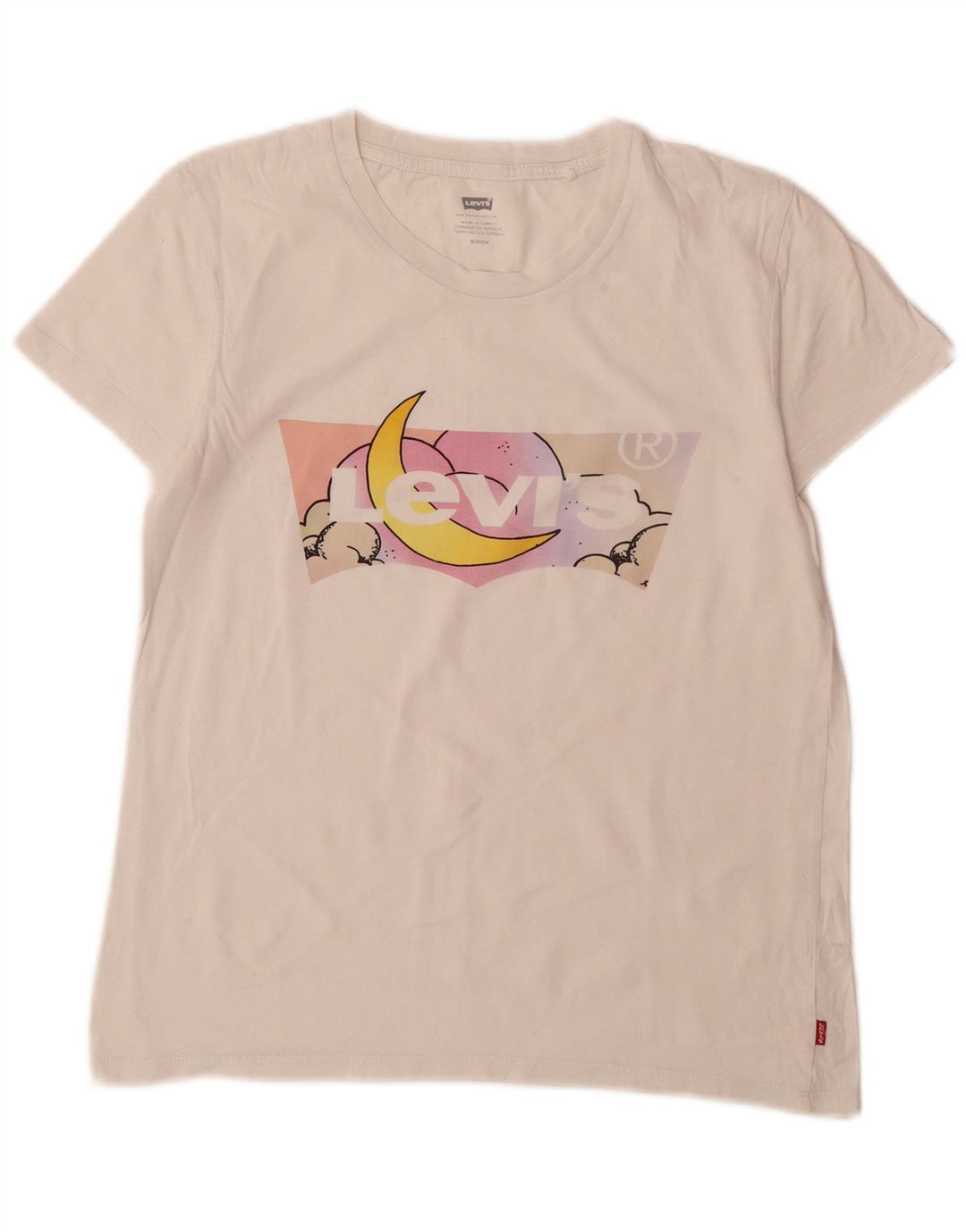 Camiseta feminina gráfica Levi's UK 10 pequena branca