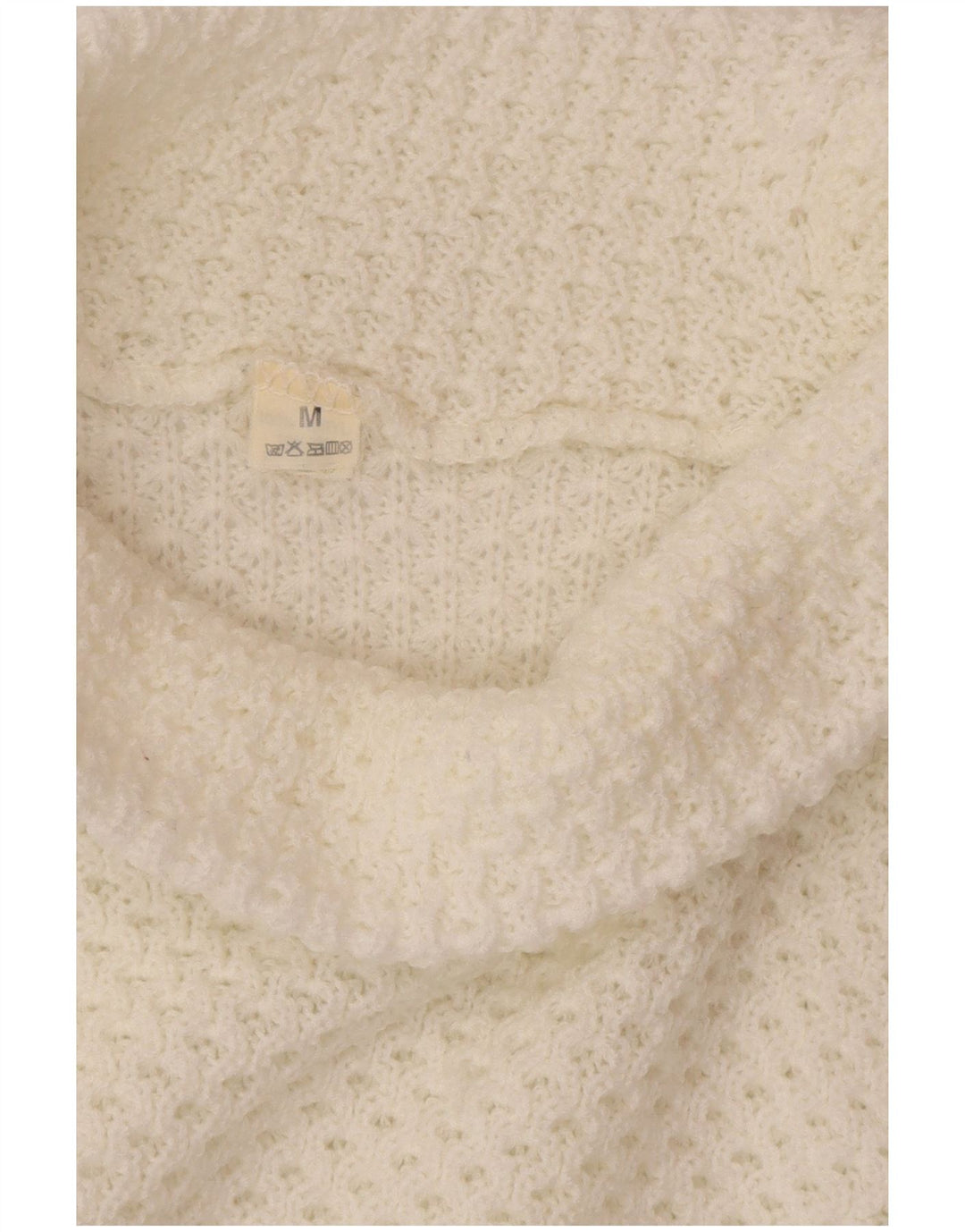 Suéter feminino VINTAGE com gola alta e gola alta Reino Unido 14 médio branco