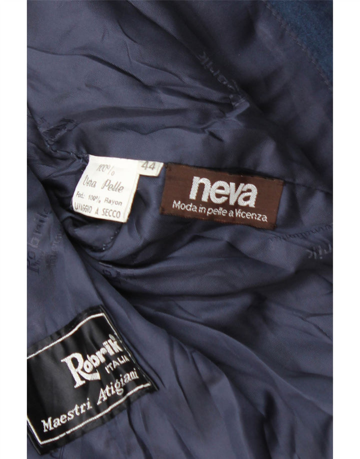 Conjunto de saia feminina Robrik de camurça de 2 peças IT 44 médio W30 couro azul marinho