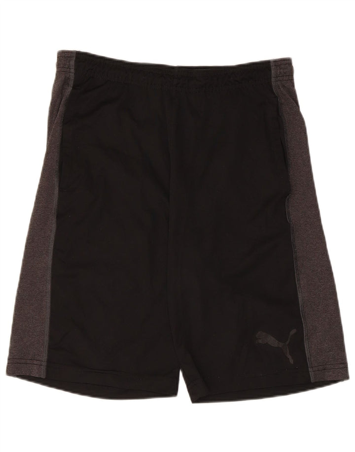 Shorts esportivos masculinos PUMA pequenos pretos colorblock