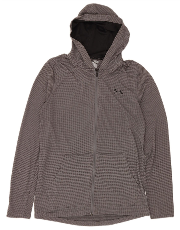 Suéter masculino UNDER ARMOUR Heat Gear Zip com capuz cinza médio poliéster