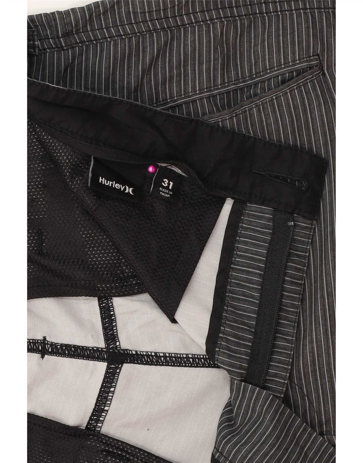 Hurley Mens Chino Shorts W31 poliéster listrado cinza médio