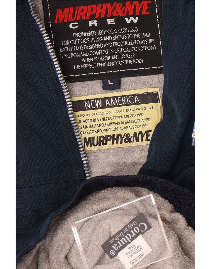 Jaqueta bomber gráfica masculina MURPHY & NYE Reino Unido 40 grande poliéster azul marinho