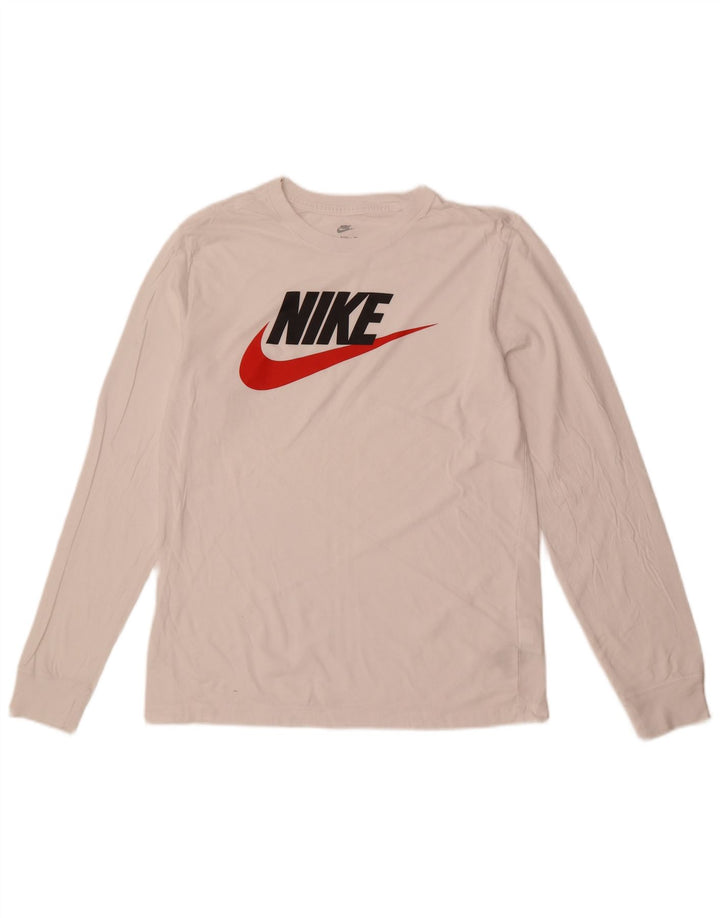 Top gráfico masculino Nike manga comprida médio algodão branco
