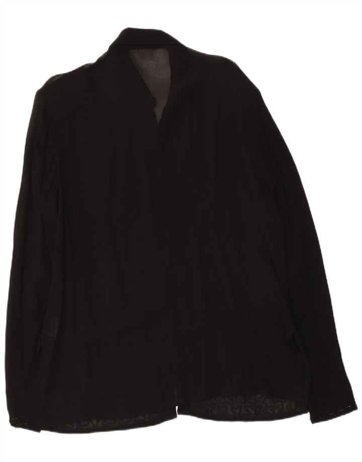 Andrea Mare Blusa feminina transparente Reino Unido 16 grande viscose preta