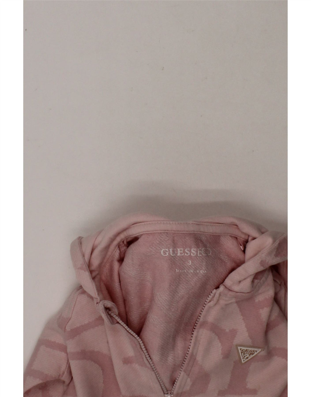 GUESS Girls Graphic Zip Hoodie Sweater 2-3 Years Pink Cotton Vintage Guess and Second-Hand Guess from Messina Hembry 