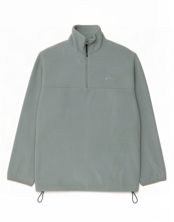Asics Mens Zip Neck Fleece Jumper Médio Azul Poliéster