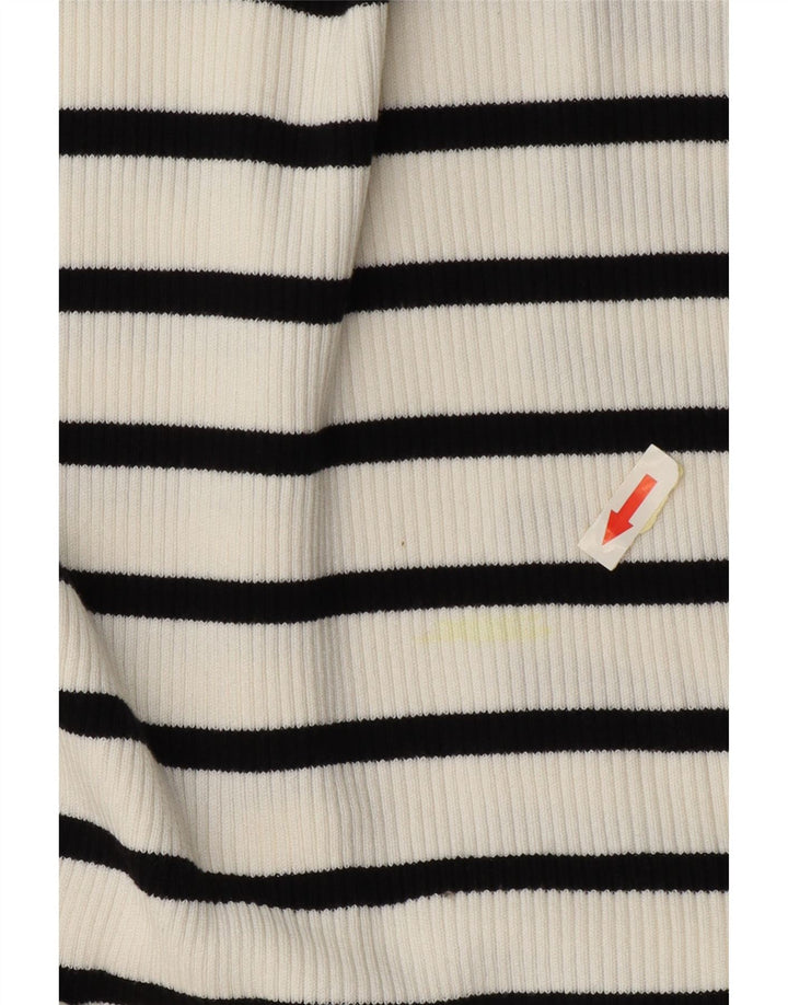 Suéter cardigã feminino Longline Marks & Spencer Reino Unido 14 listrado branco médio