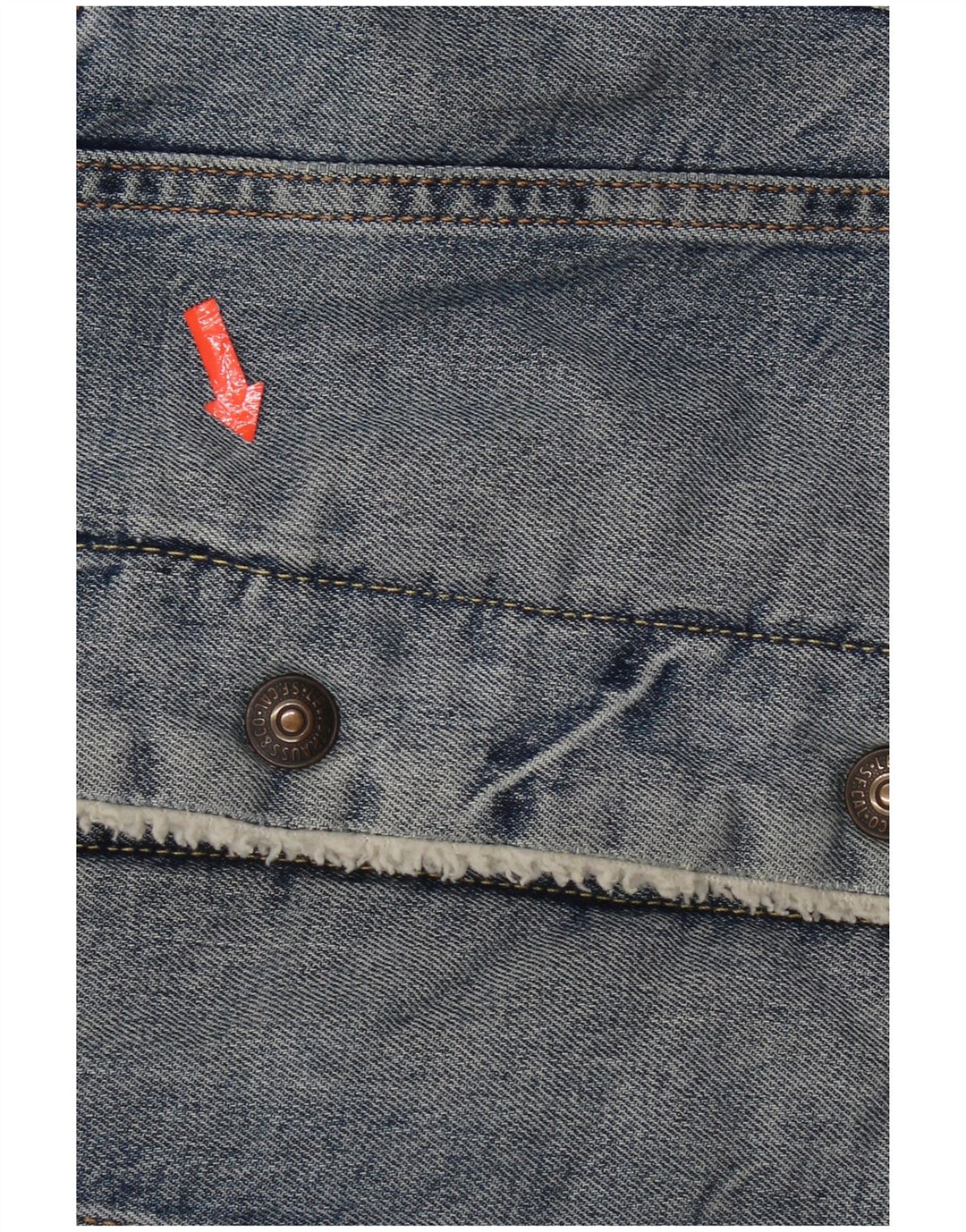 Jaqueta jeans masculina Sherpa Levi's UK 36 algodão azul pequeno