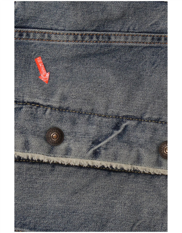 Jaqueta jeans masculina Sherpa Levi's UK 36 algodão azul pequeno