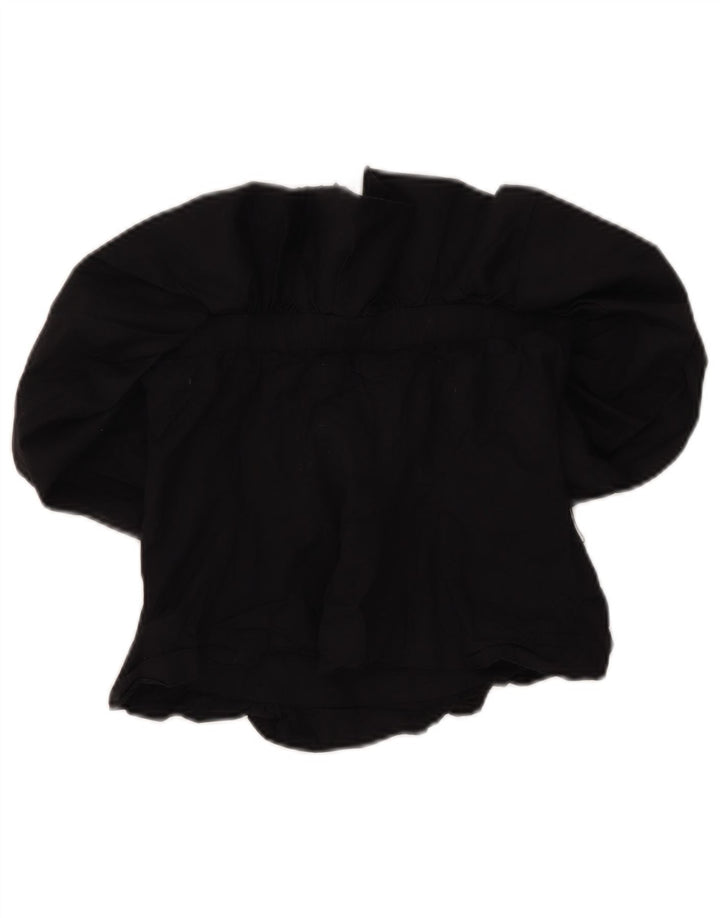 Zara Top feminino sem ombro UK 10 pequeno preto