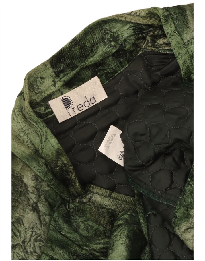 Jaqueta blazer acolchoada feminina vintage com 3 botões Reino Unido 16 grande verde floral