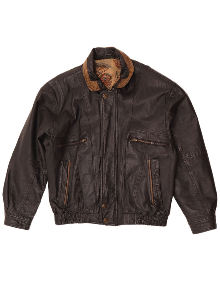 Jaqueta masculina de couro bomber C&A EU 48 médio preto