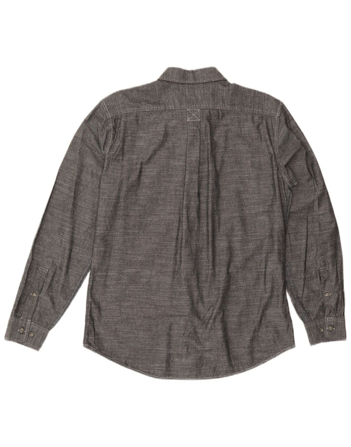 EDDIE BAUER Camisa masculina clássica de algodão cinza médio