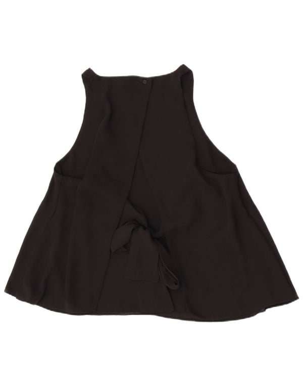 Blusa feminina sem mangas Zara Top UK 14 grande preto