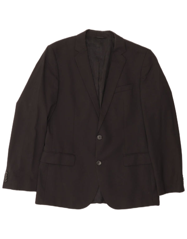 Jaqueta blazer masculina de 2 botões Hugo Boss EU 50 grande lã preta
