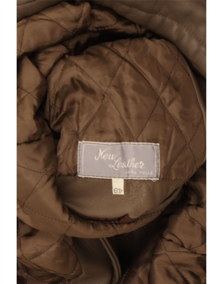 Jaqueta de couro masculina VINTAGE IT 48 couro marrom médio